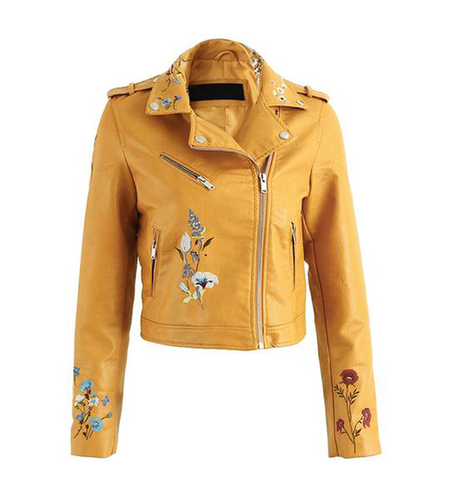 flower leather jacket