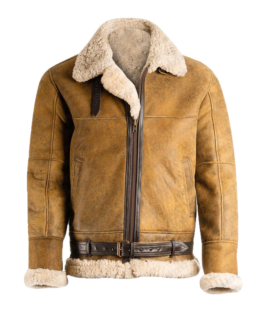 Mens Genuine Sheepskin Leather Cross Zip Flying Aviator Jacket Camel Brown  Fur: Buy Online - Happy Gentleman